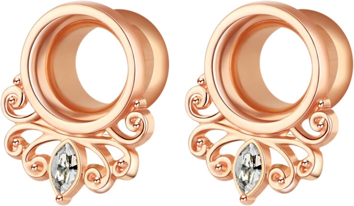 2 stuks flesh tunnel, flesh tunnel oordoppen piercing tunnel meetinstrumenten, 10 mm, Zirkonia, Zirkonia-edelsteen.