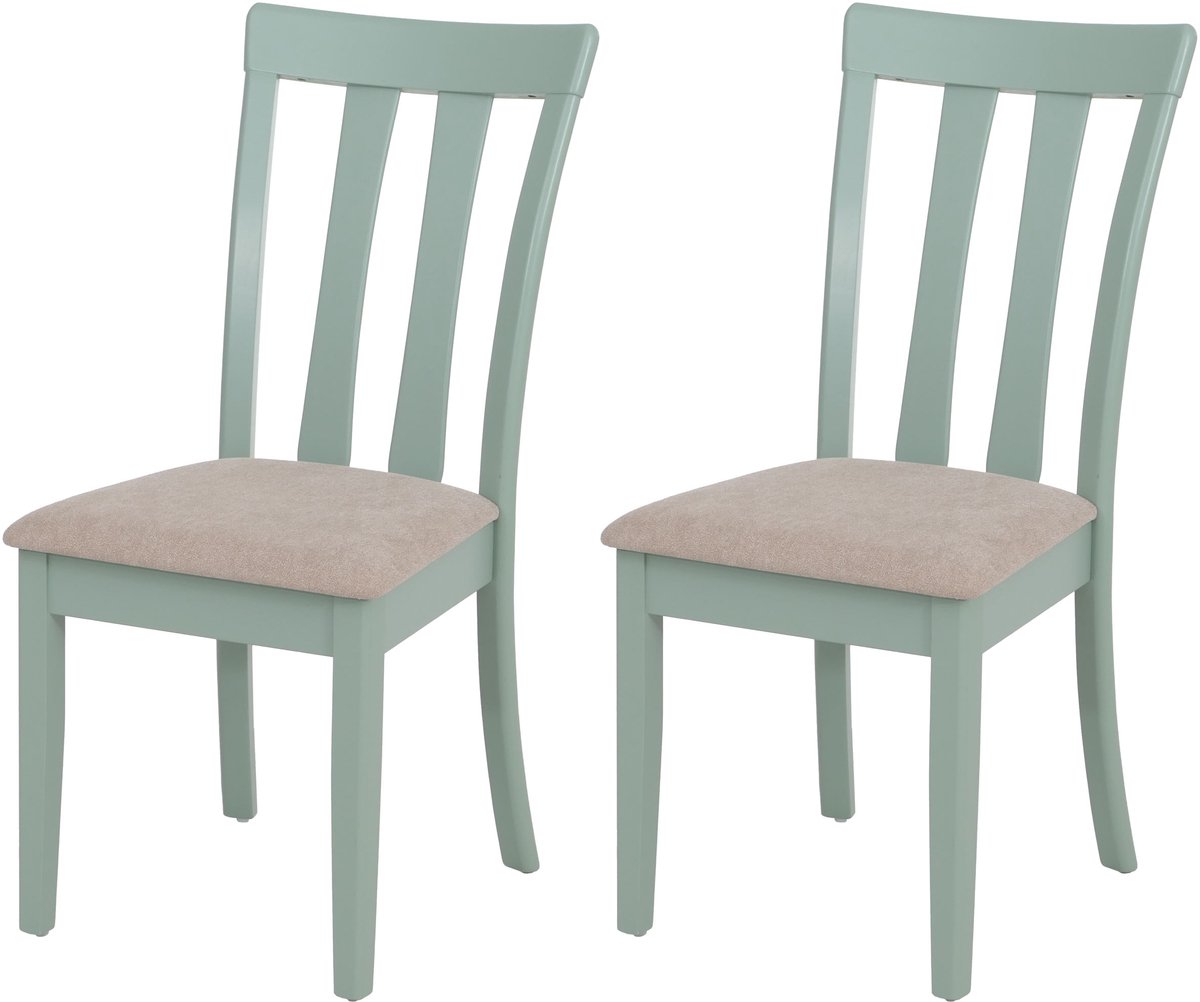 Set van 2 eetkamerstoelen MCW-G46, keukenstoel, stof/textiel, massief hout ~ mintkleurig frame, beige
