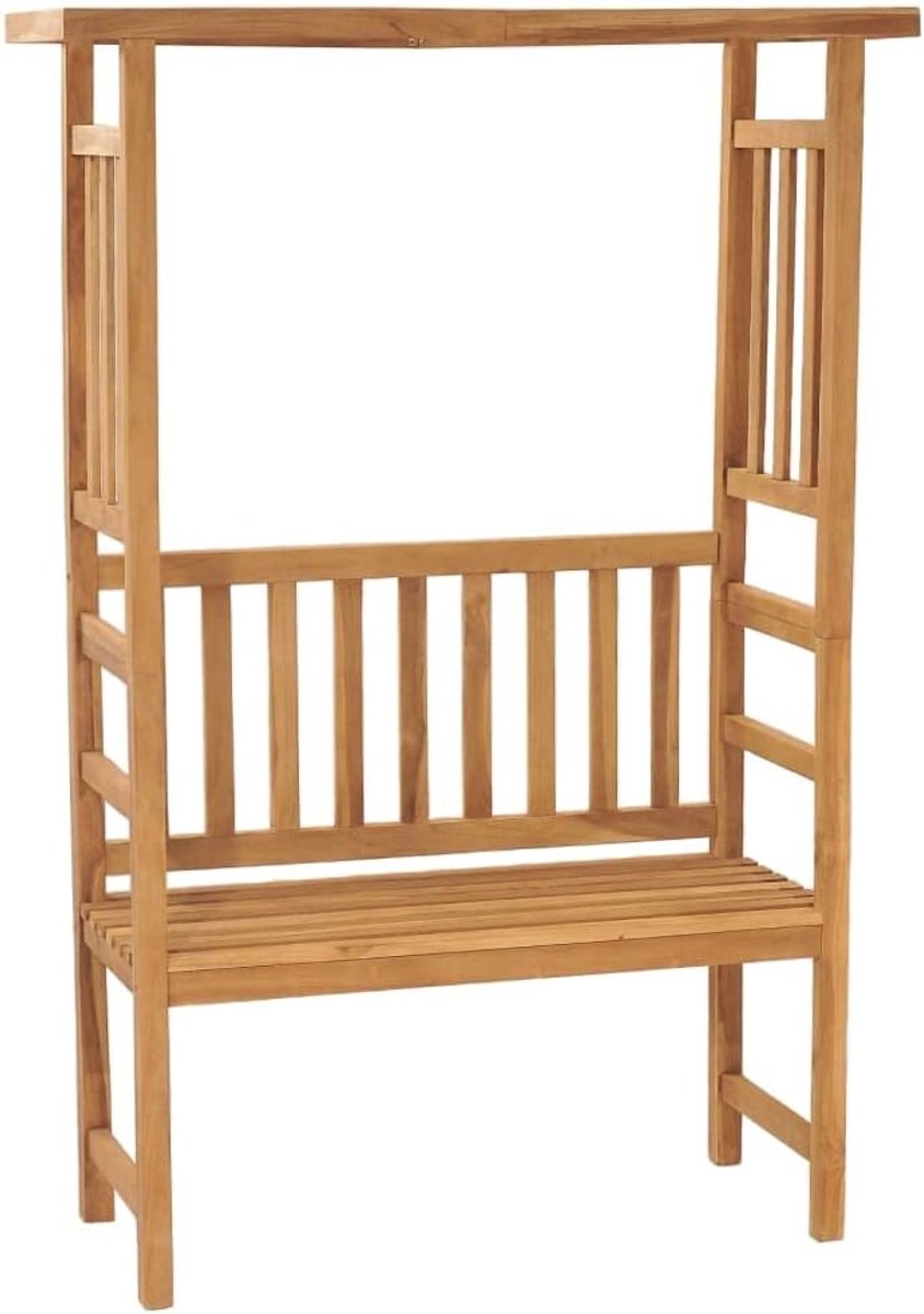 Tuinbank met pergola, 115 cm, massief teakhout, tuinbank, parkbank, gazonbank, terrasbank voor tuinen, balkons, terrassen, parken
