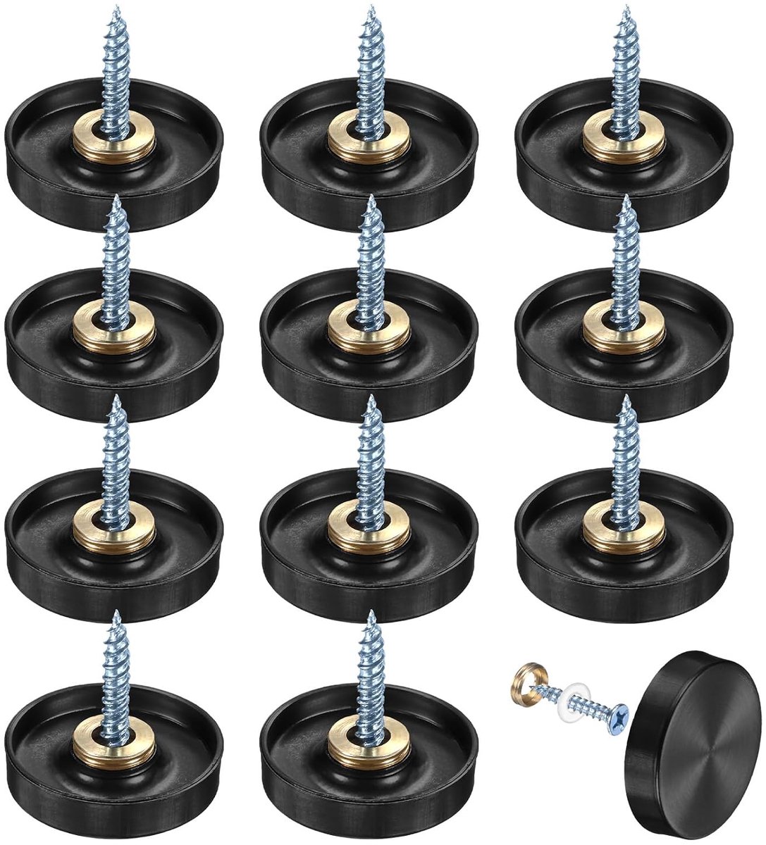 12 stuks schroefhoezen, 1 inch dia geborsteld roestvrij staal spiegel decoratieve schroefhoezen voor nagels bevestigingen voor teken Advertising Hardware/Badkamer Upholstery Head Covers