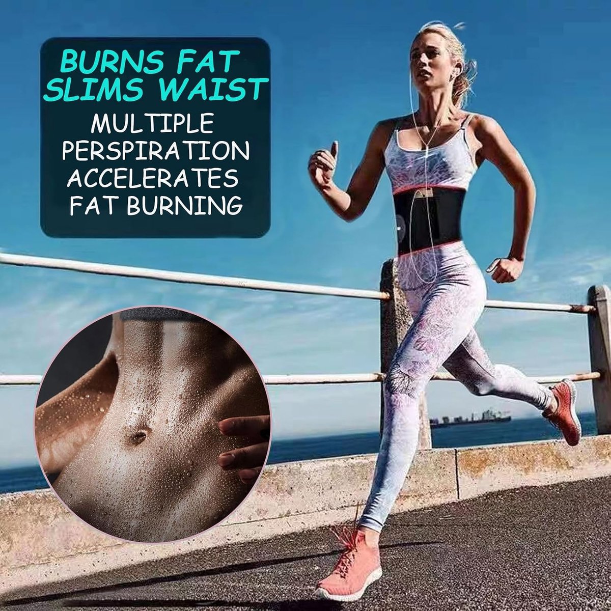 Sauna-zweetriem, tailletrainer voor dames en heren, verstelbare heuptrimmer, verhoogt transpiratie bij training, hardlopen en gewichtsverlies.