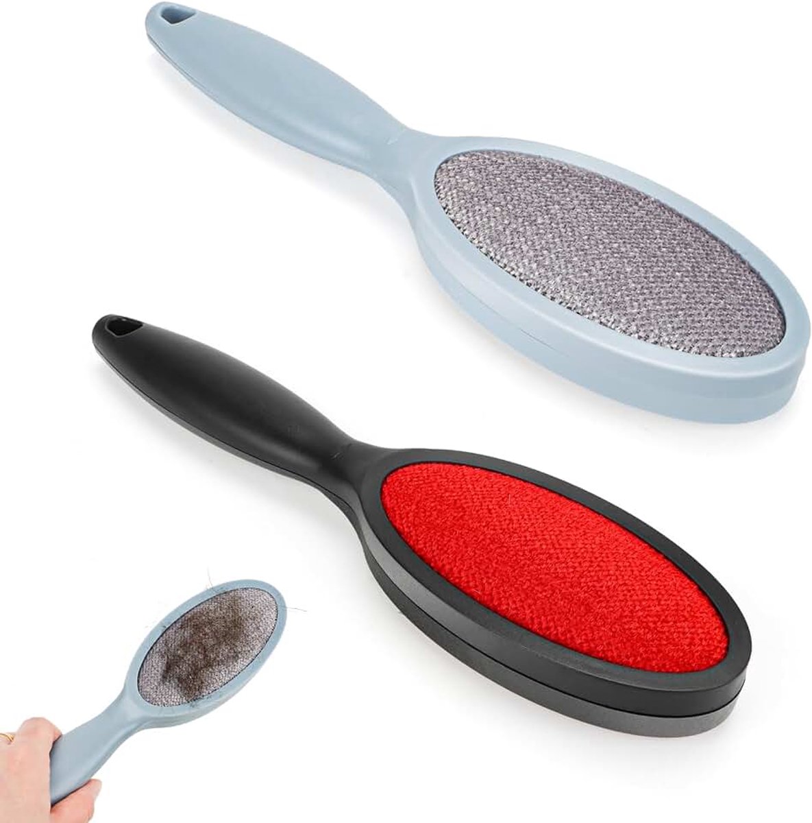 2 stuks pluisborstels, kledingborstel, pluisborstel voor dierenharen, dubbelzijdige velours borstel, pluisverwijderaar voor kleding, gestoffeerde meubels, autostoelhoezen, dekens, dierenharen