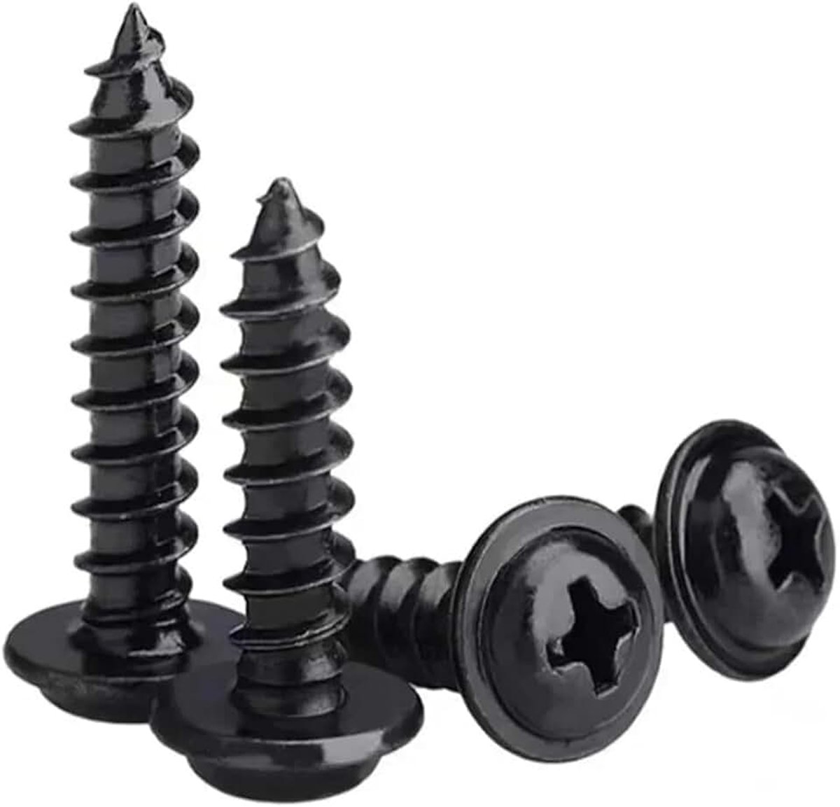 50 stuks zelftappende schroeven, M4 x 20 mm, zwart, met kruiskop (Phillips) voor hout, metaal en kunststof PUNTO ES LIGHTING