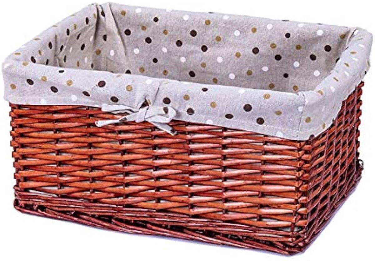 opbergmand, handgeweven rieten ademende en duurzame katoenen voering Desktopkast Diversen mand, 4 maten,Brass,29x19x15cm
