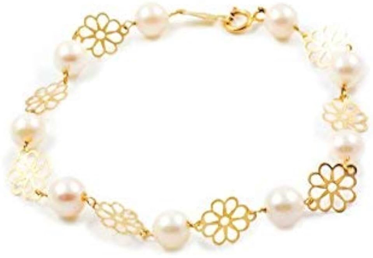 Kinderarmband parels geelgoud 18 karats (750)