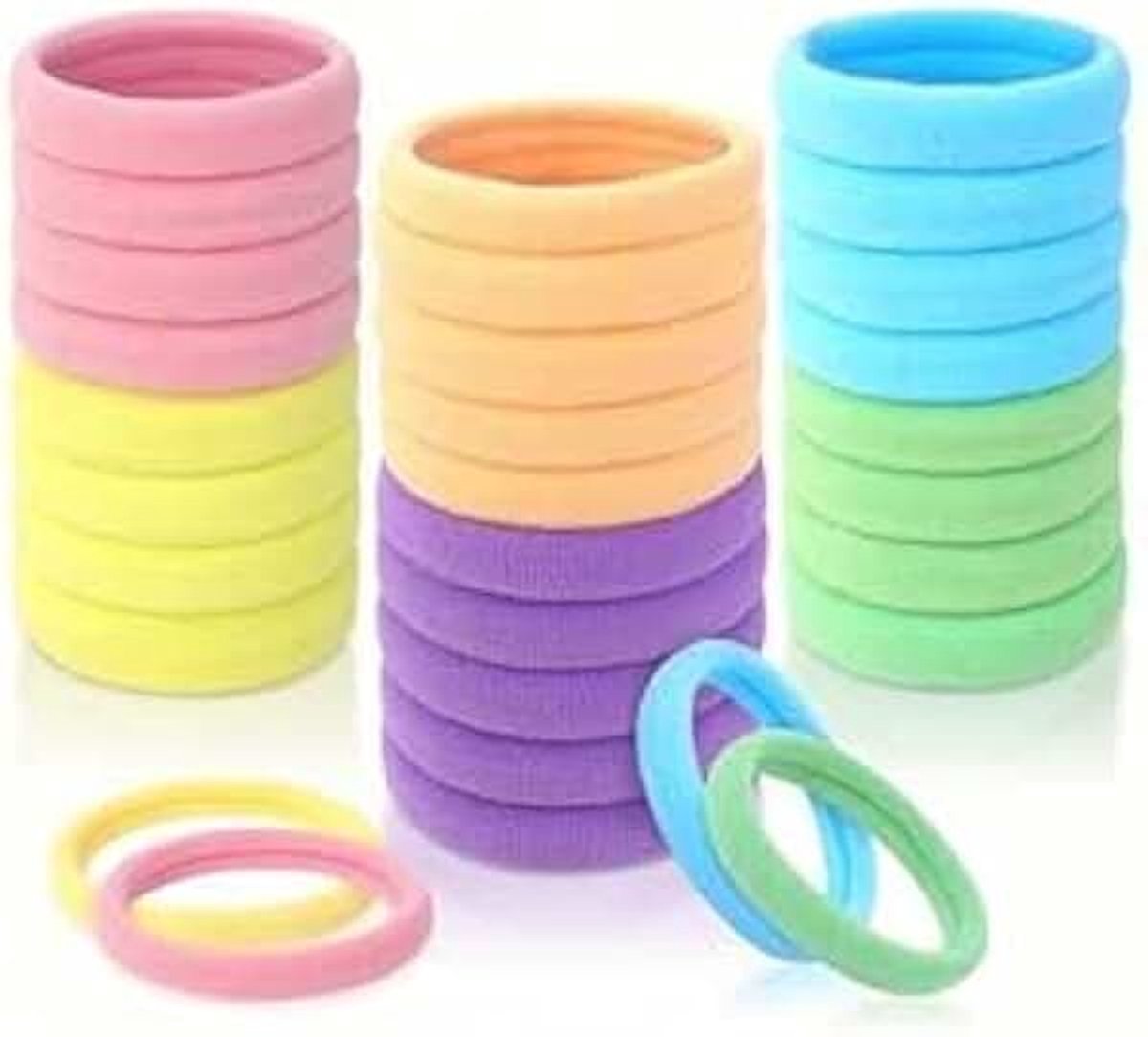 50 stuks haarelastiekjes voor dames, 2 cm kleurrijke katoenen haarelastiekjes, zonder metalen vlechtelastiekjes, haarelastiekjes voor meisjes, zachte elastische haarelastiekjes voor dames, vrouwen en