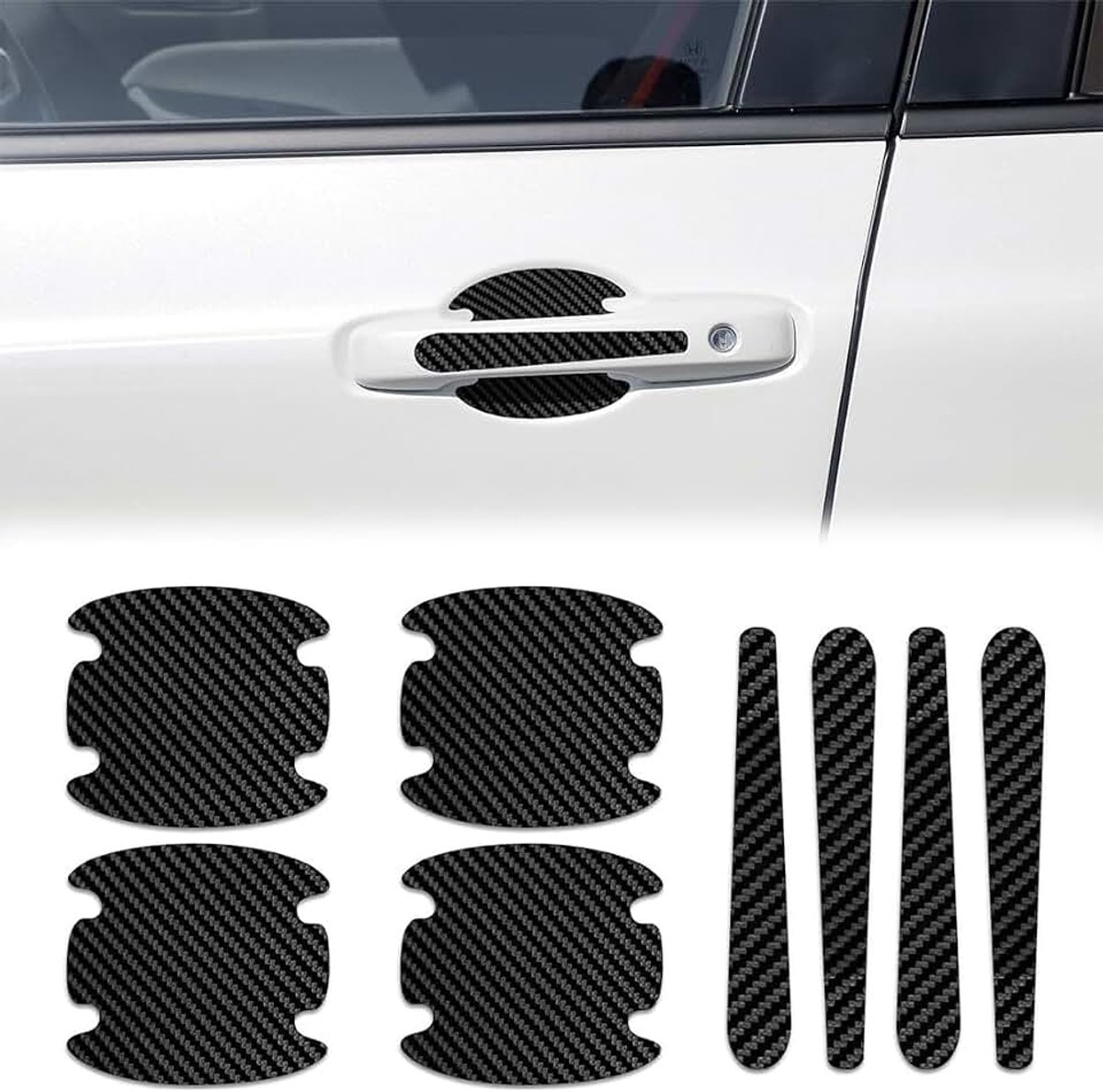 8 stuks autogreepstickers, krasbescherming voor de autodeur, beschermfolie voor auto, universele bescherming (zwart)