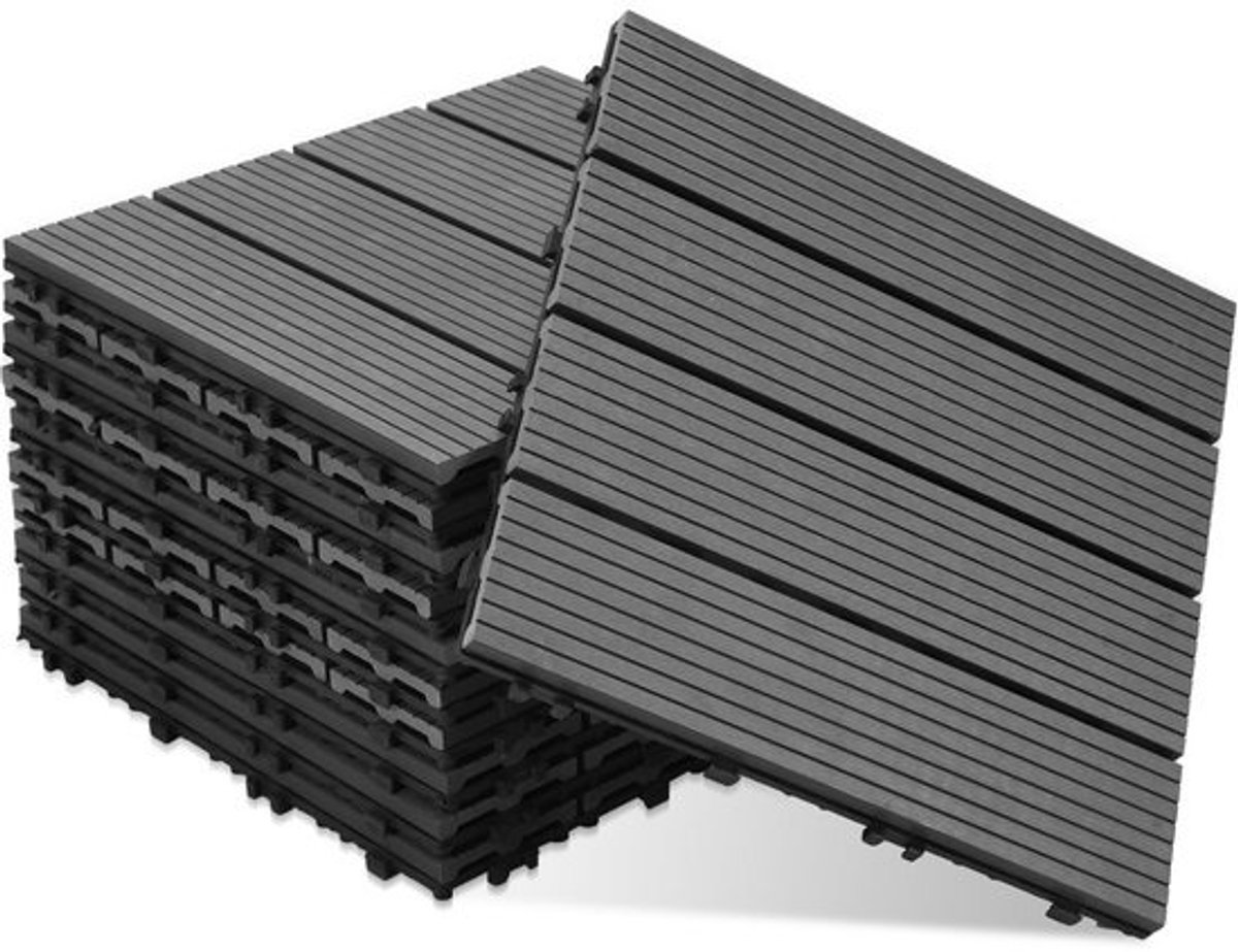 Terrastegels 30 x 30 cm voor Balkon en Tuin - Kliktegels met Drainage, Waterdicht en Corrosiebestendig - Perfect voor Buiten