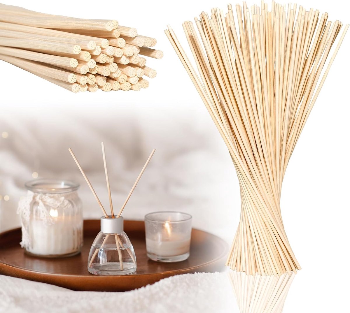 120 stuks kamergeurstaafjes, 25 cm x 3 mm, houten stokjes voor kamergeur, diffuser, staafjes, navulverpakking, geschikt voor aromatherapie, fles, etherische oliën, thuis, kantoor en spa