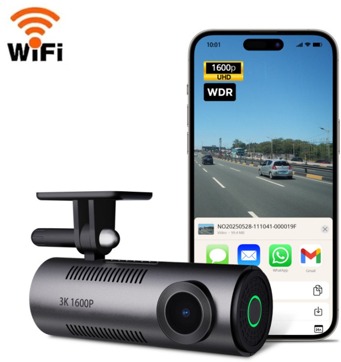 Dashcam M310 Plus 2K, 1440P dashcam auto, wifi, nachtzicht, bewegingsdetectie, time-lapse-opname, WDR, loop-opname, parkeermodus, wifi, app,