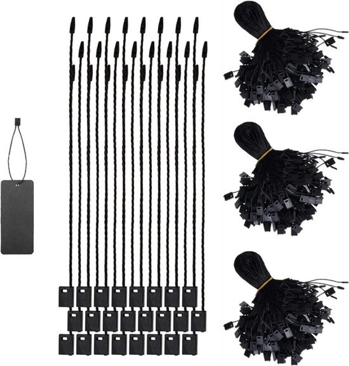 Dailygoods- Hangetiketten 1000 stuks - Katoenen Koord - Kliksluiting