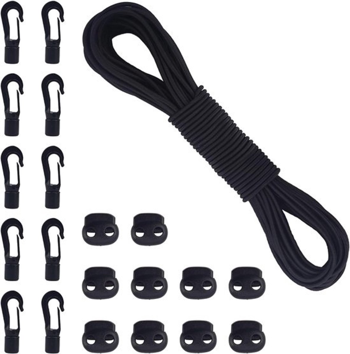 Elastisch rubberen touw in zwart, 4 mm x 20 m, ideaal voor knutselen, bevestigen en repareren