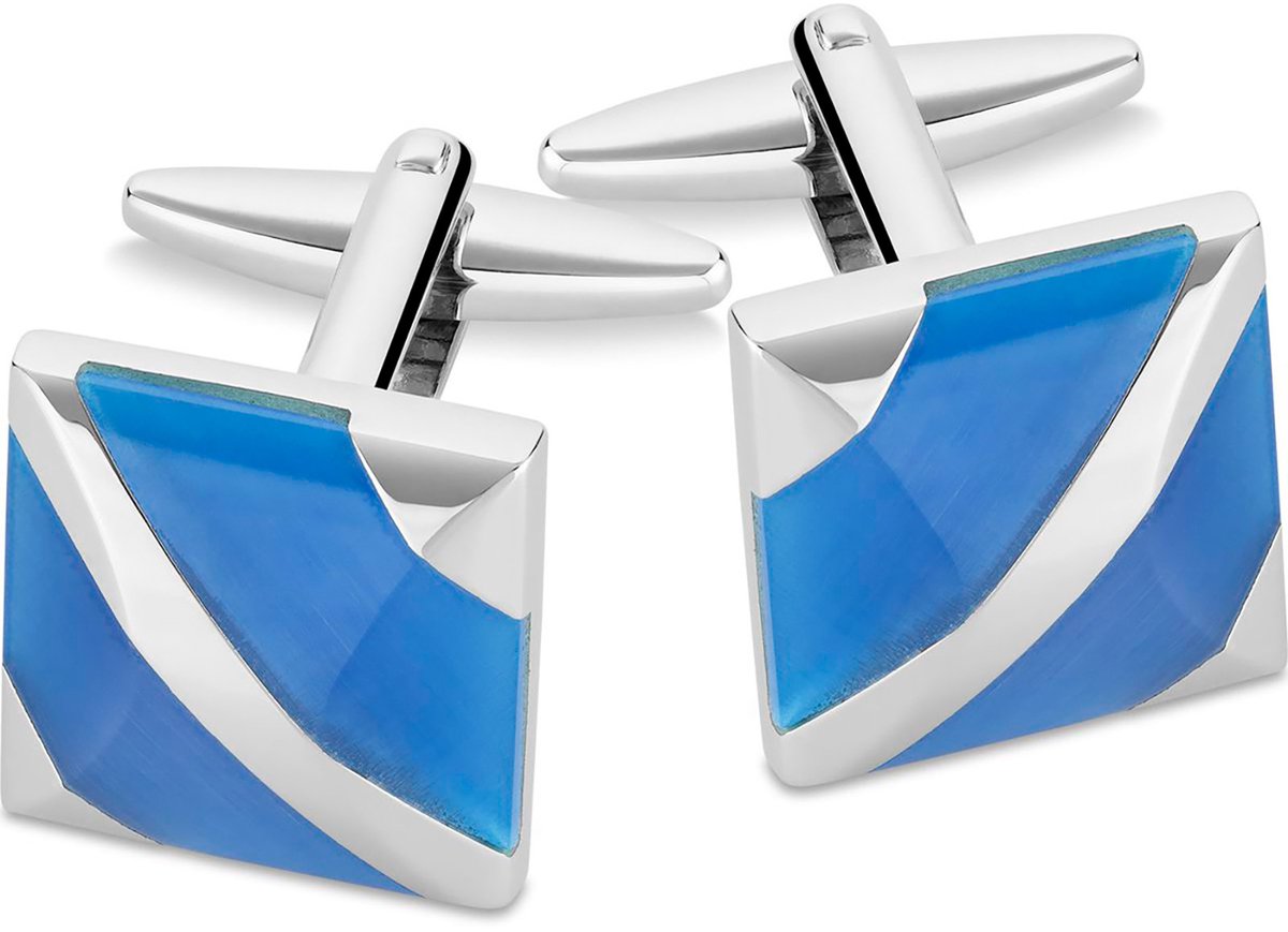 LINDENMANN heren manchetknopen cat's eye - zilverkleurig
