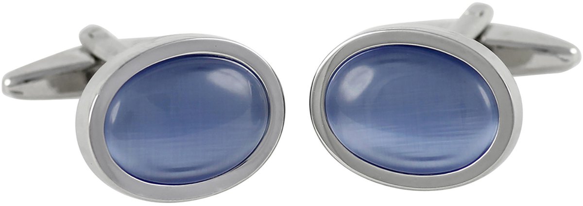 LINDENMANN heren manchetknopen cats-eye - zilverkleurig