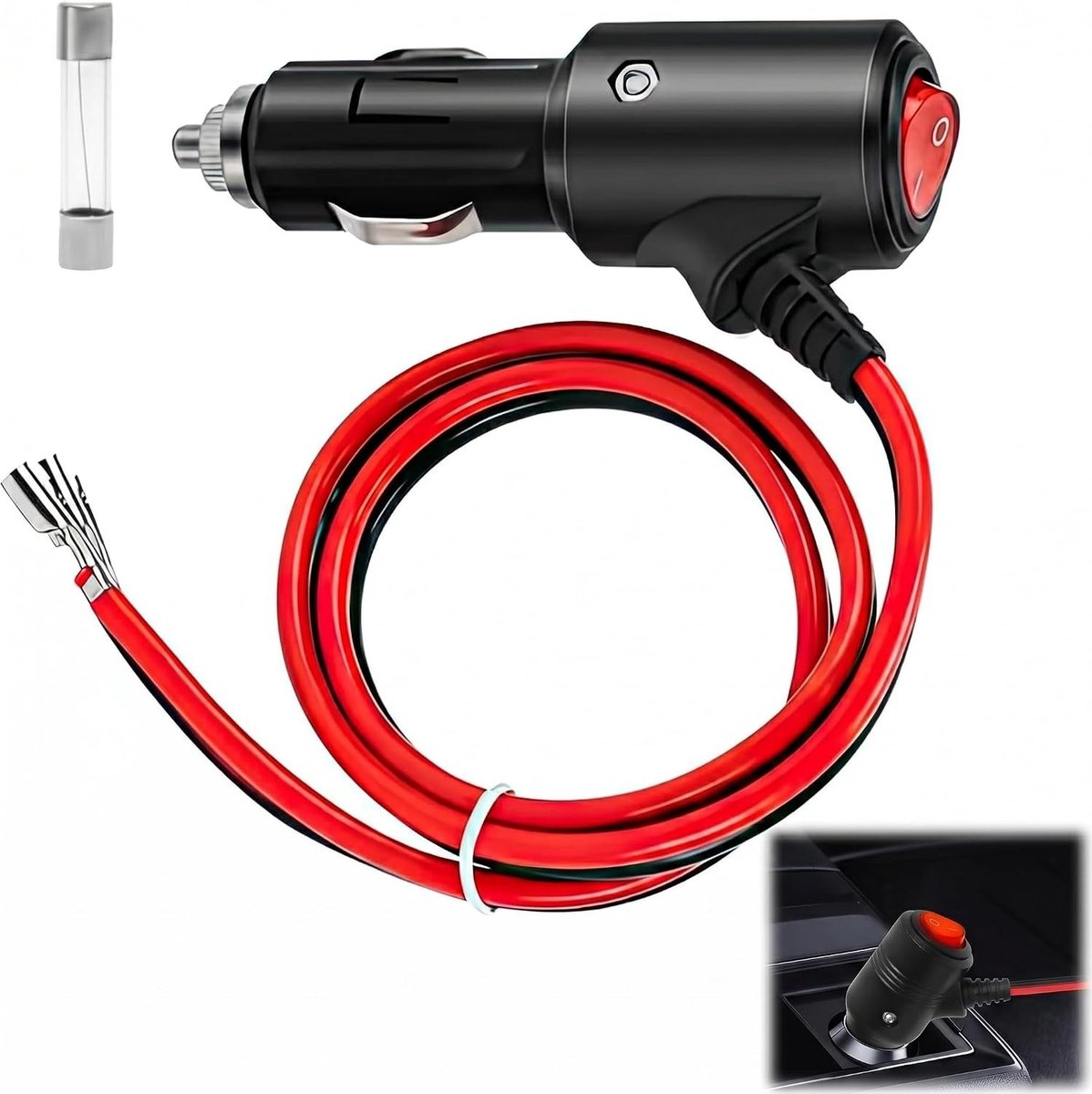 Auto ventilator 12v - Zwart - 12/24 Volt - Sigarettenaansteker Stekker met Schakelaar en LED - Voor Auto en Camper