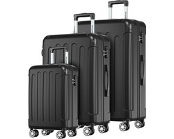 TRVLMORE Kofferset - 3 Delig - 38L Handbagage + 70L en 110L Ruimbagage - Lichtgewicht - Trolley - Reiskoffer Set - Zwart