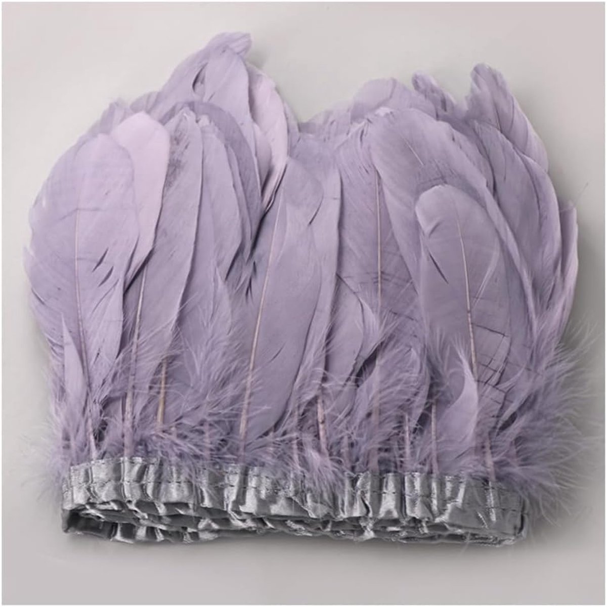 2 meter veerband, 15-20 cm, ganzenveren, fringen, trim, veerboord, veerrand, veerrand voor doe-het-zelf handwerk, naaien, kostuum, kleding, hoofdtooi, masker, Halloween, carnaval,