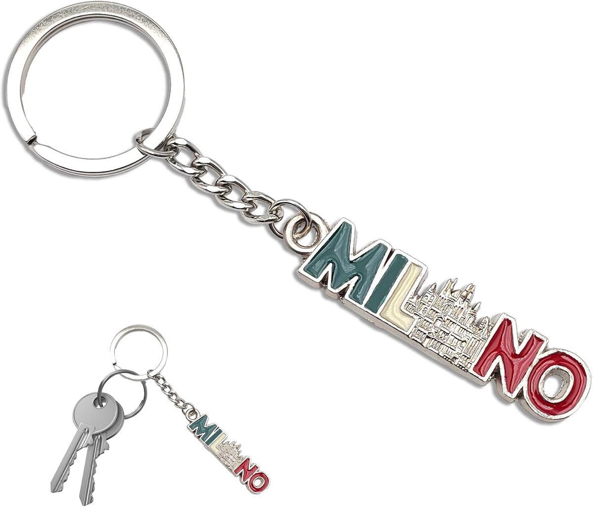 Milano van metaal – met Italiaanse vlag – herinnering voor reis- en cultuurliefhebbers – elegant en duurzaam accessoire voor huis, auto en kantoor, Meerkleurig., 12 cm