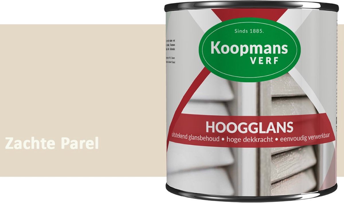 Koopmans Hoogglans Lakverf Binnen & Buiten – Voor Hout en Metaal – Krasvast – Hoge Dekkracht – Kozijnen, Deuren & Meubels – Zachte Parel – 375 ml
