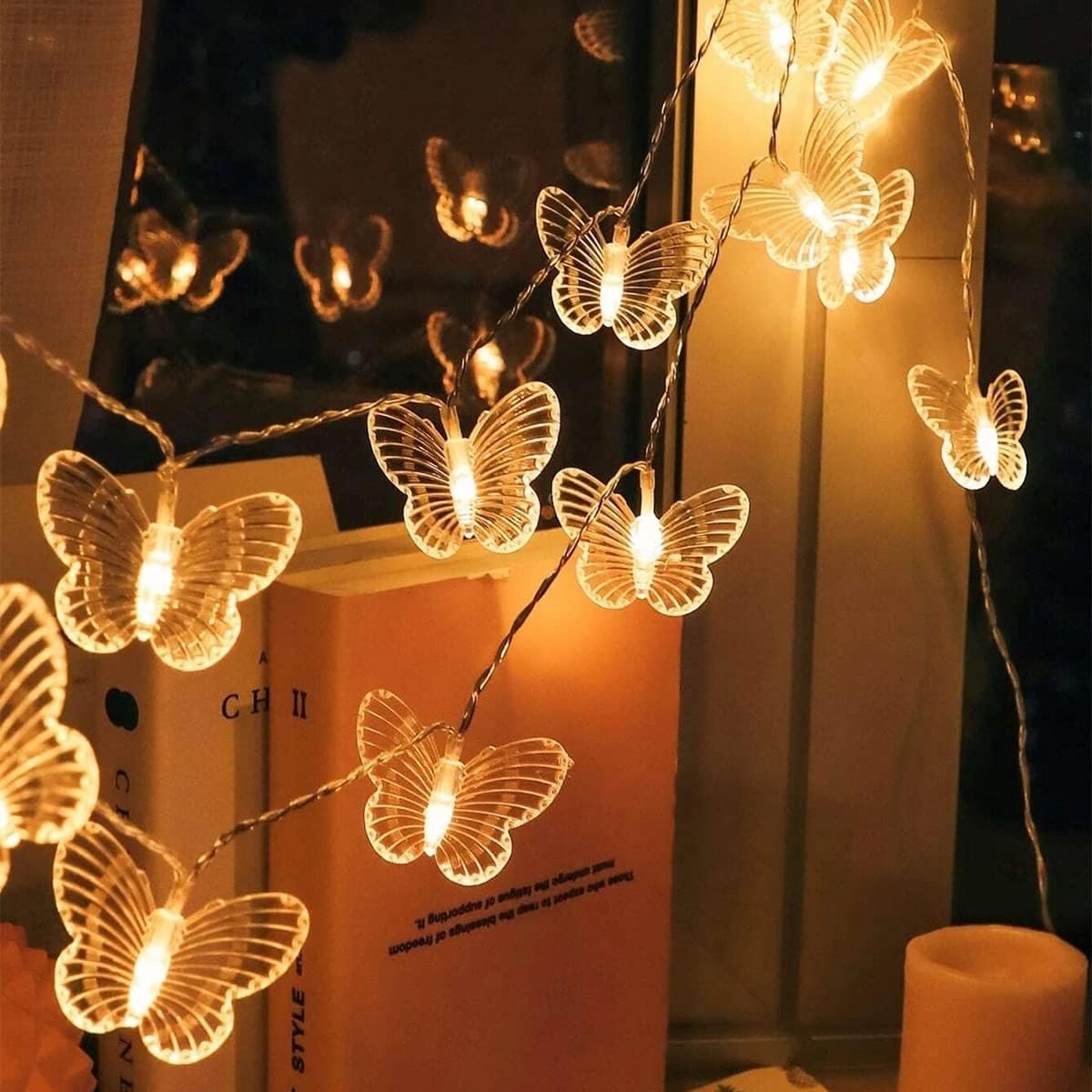 Sfeervolle 10 voet lange LED lichtslinger met retro stijl, koperdraad en vlinderontwerp voor kerst, tuin, bruiloften en feestdecoratie