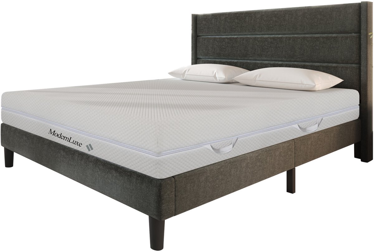 MEUNIQ Koudschuimmatras 180 x 200 cm, 20 cm hoog, 7 comfortzones, keerbaar H2/H3, afneembare wasbare hoes met handgrepen, tweepersoonsmatras wit