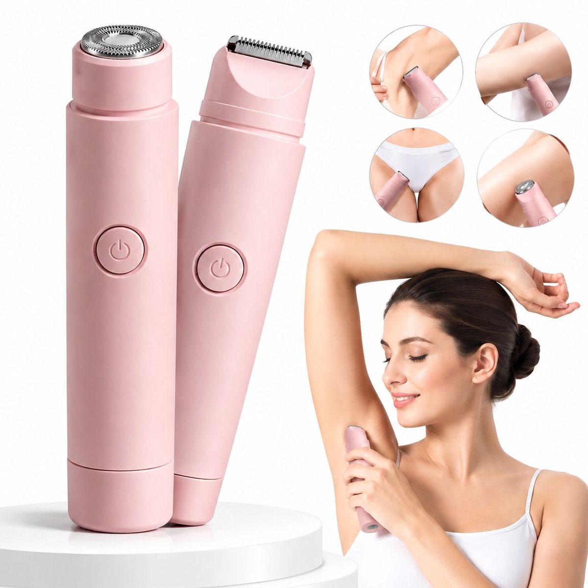 VHV - Ladyshaves voor vrouwen - Ladyshave oplaadbaar - Trimmer Vrouw Intiem - 2 in 1 Elektrisch Scheerapparaat - Bikinilijn - Oksels - Benen - Gezichtshaar - Ontharingsapparaat - Nat en droog