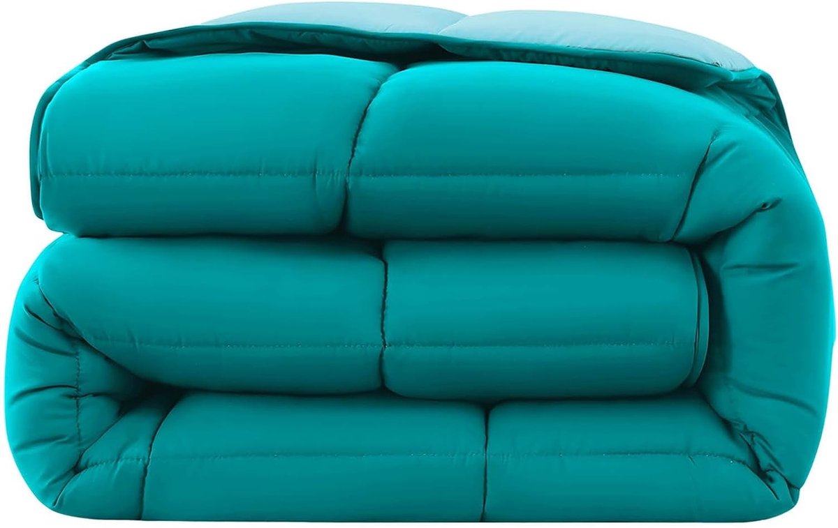 Dekbed zonder overtrek - Turquoise - 135 x 200 cm - Microvezel omkeerbaar design - Voor het hele jaar
