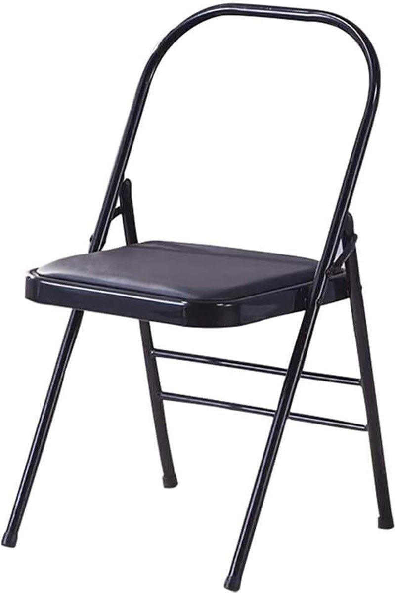 Stoel Pijler - Stevige en Dikke Opvouwbare PU-Oppervlak Assisted Yoga Stoel, Antislip, Stabiel, Duurzaam - Zwart