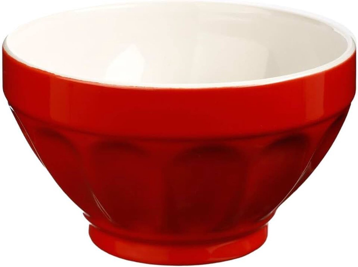 Secret de Gourmet - Geribbelde schaal van aardewerk, kleur: rood, 60 cl