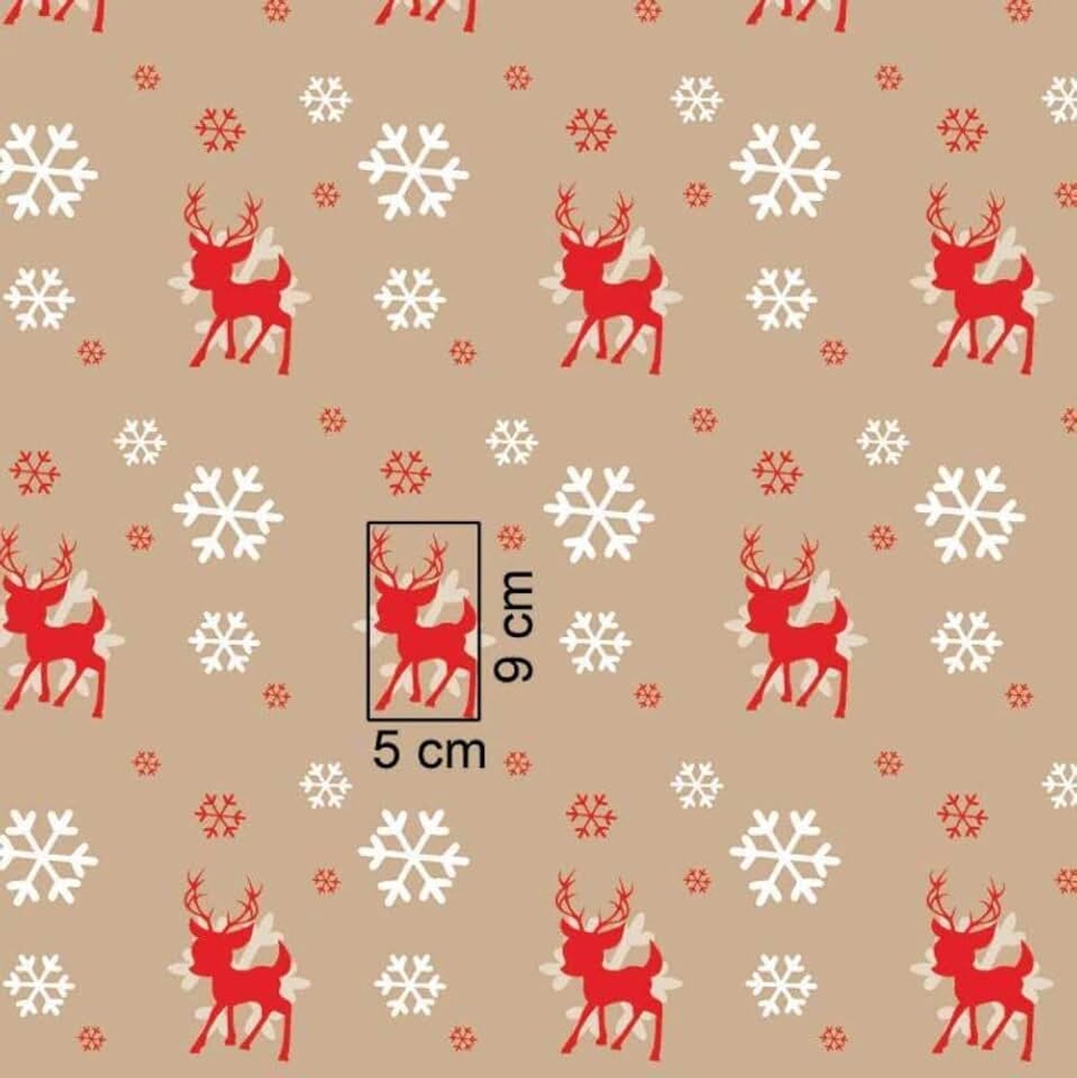 M, 200 x 160 cm, 100% katoen, Kerstmis, katoenen stof, kinderen, per meter, handwerk, naaien, stof (rendier sneeuwvlokken, beige 1, 200 x 160 cm)
