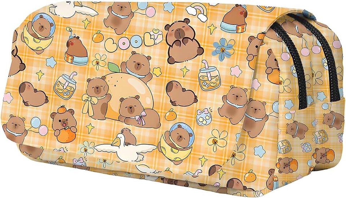 Pennenetui voor jongens en meisjes, schoolspullen pennenetui, schooletui voor schrijfwaren, grote capaciteit, cosmeticatasje, etui, eerste schooldag, cadeau voor school, kantoor, Capybara