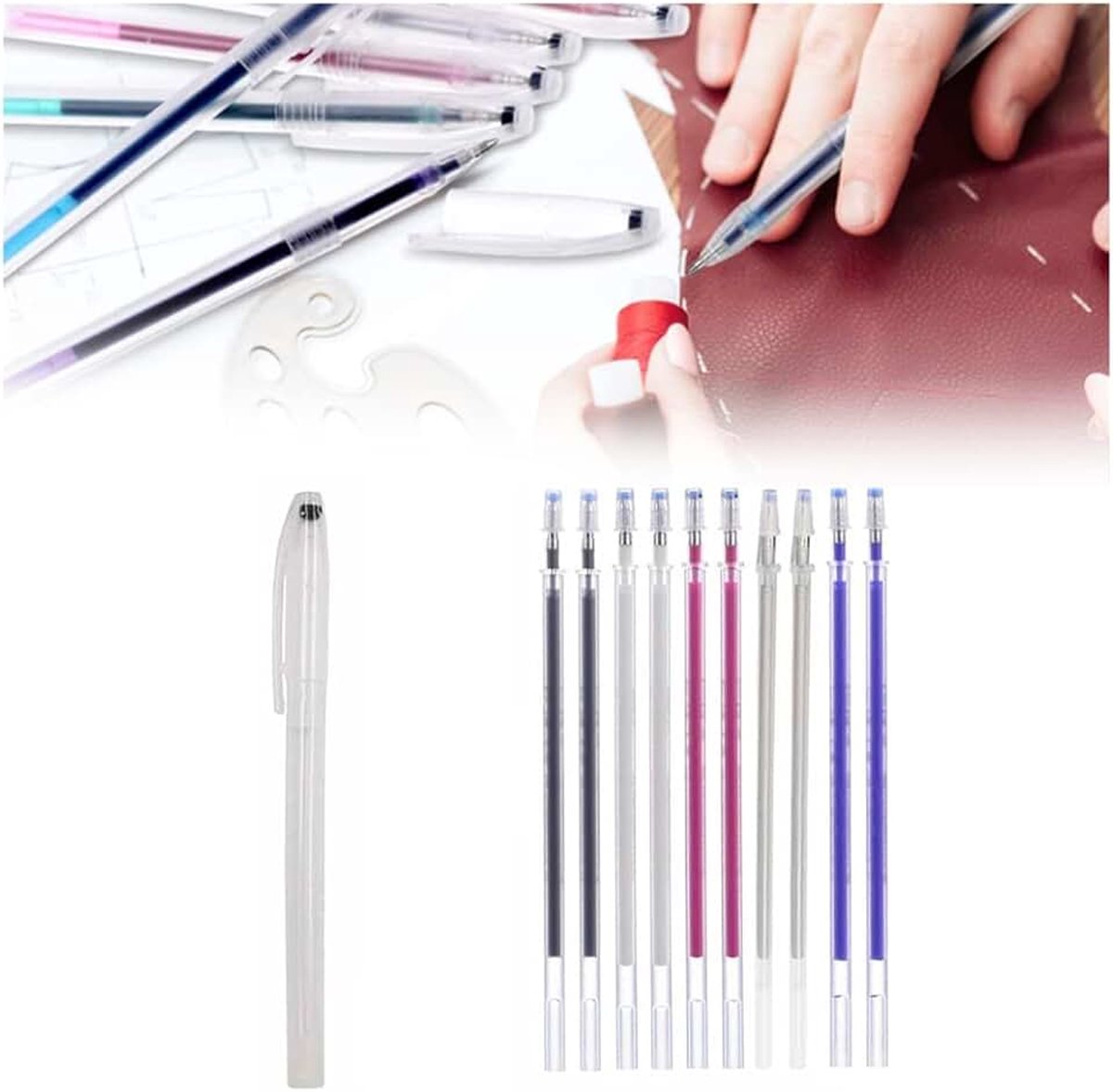 Pennen, Stoffen Markeerstift, Hitteuitwisbare Stofmarkers, met 10 navullingen van 5 kleuren, voor quilten, naaien, dressmaking, stoffen, kleermakers naaien stoffen