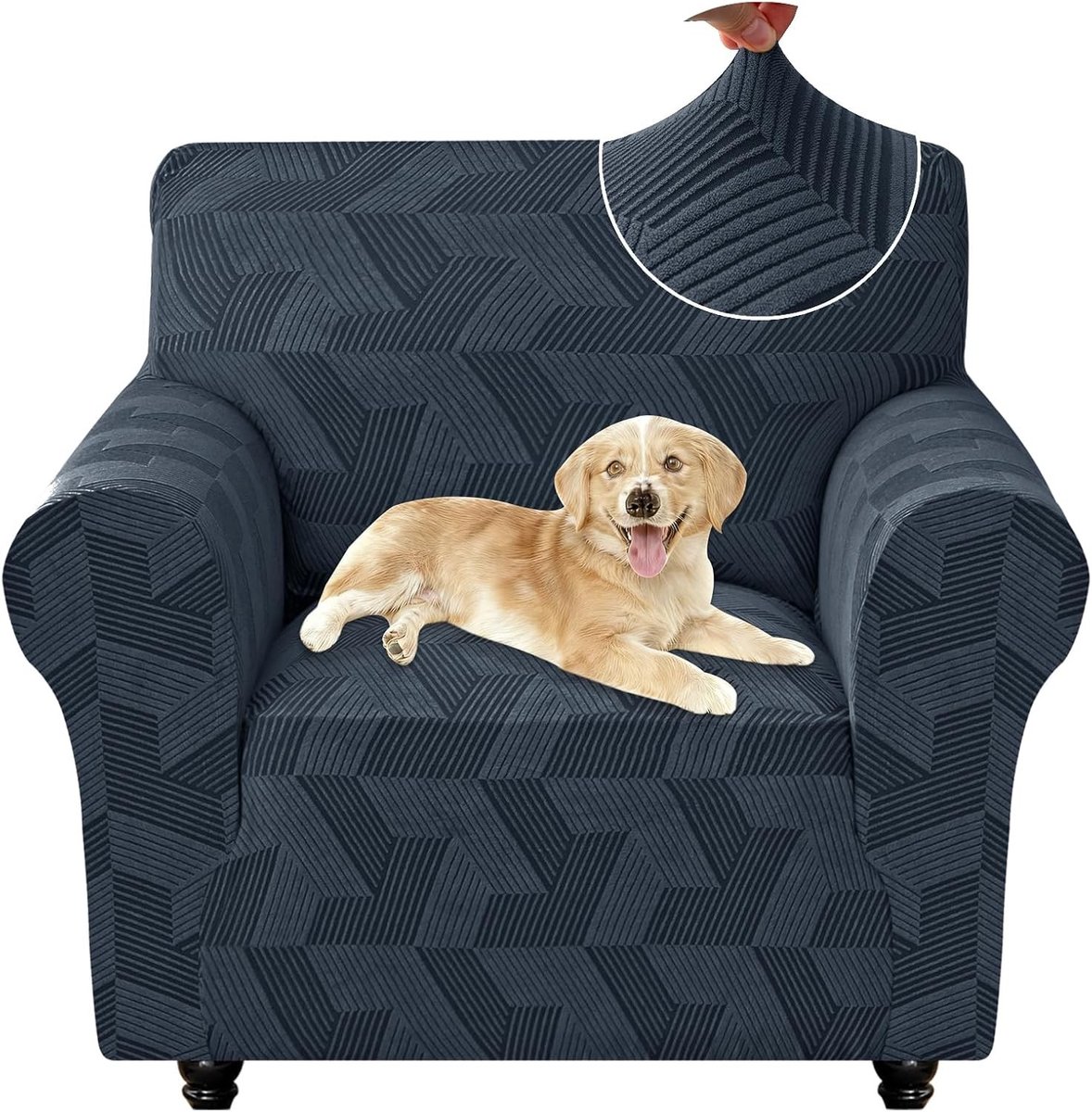 Fauteuil hoes - Donkergrijs - 1 Zit (85-115 cm) - Elastische Krasbestendige Meubelhoes - Voor Huisdieren en Woonkamer