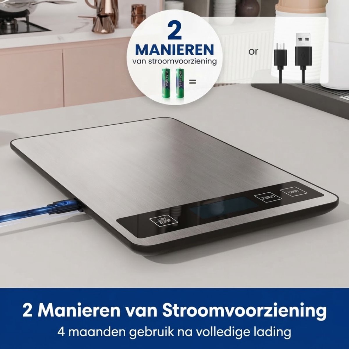 SP® Keuken Weegschaal - Keukenweegschaal - Keukenweegschaal Digitaal - Zilver - 23cm x 15cm x 2cm