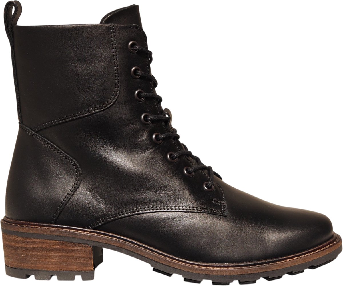 Solidus leren zwarte dames veterboots