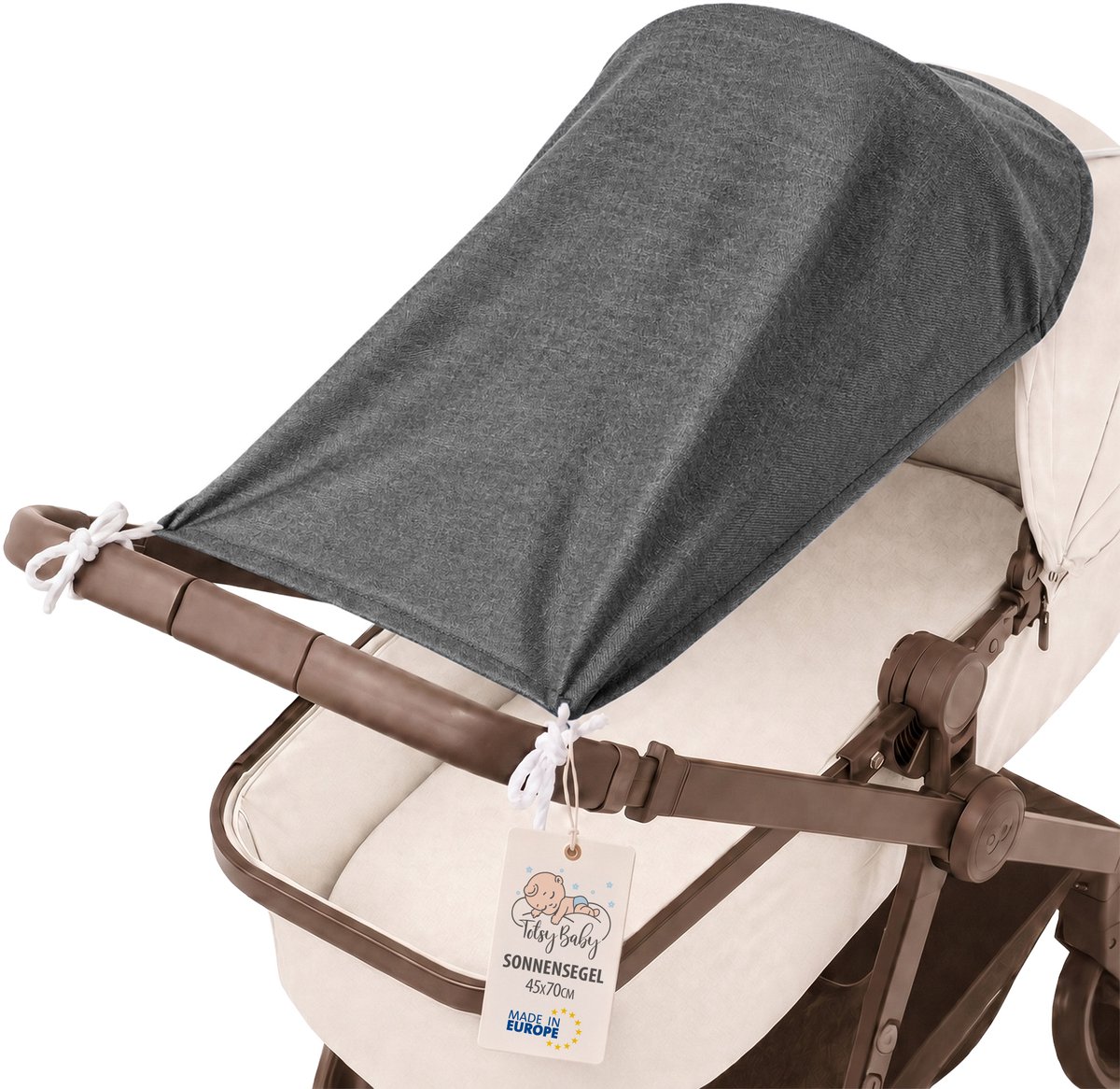 Zonbescherming Kinderwagen 70 x 45 cm UV Zonwering Baby Schaduwdoek voor Buggy Sportwagen Wandelwagen tegen Zon Wind en Regen Opvouwbaar Grijs