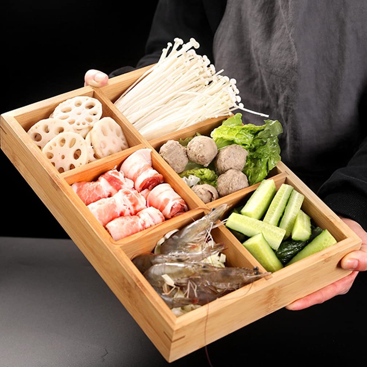 Lade Organizer - Bamboe Theedoos - Bestekbak met 6 Vakken - Opbergdoos Hout - Keukenlade Organizer - Bureau Lade Inzet - Sorteerdoos - Hobby Opberger - Kralendoos - Badkamer Cosmetica Houder - Duurzame Opbergers - Praktisch - Houtkleur - 1 Stuk — cadeau in Cadeau-ideeën - foto 5