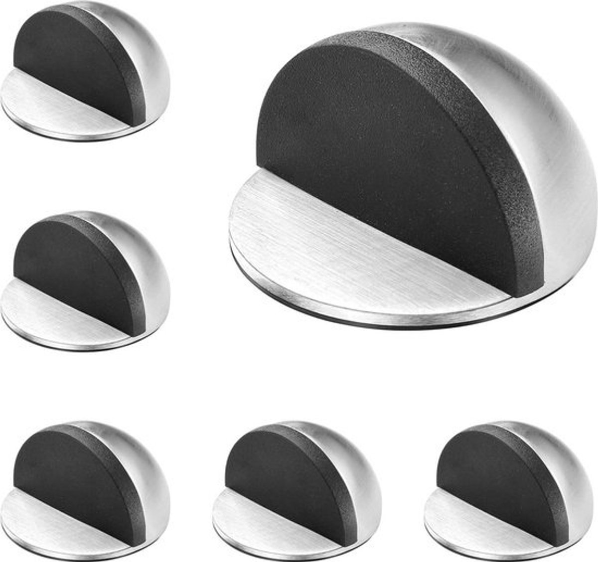 Deurstoppers vloer zelfklevend - 6 stuks roestvrij staal - harde vloeren - deurbuffers vloer wandbuffer - rubberen buffers - deurstopper zonder boren - muurbescherming