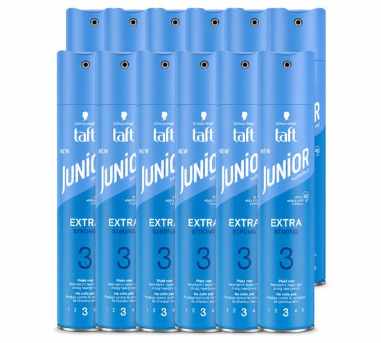 Blikken Schwarzkopf Taft Junior Haarspray Extra Strong 3, stevige fixatie, 250 ml.