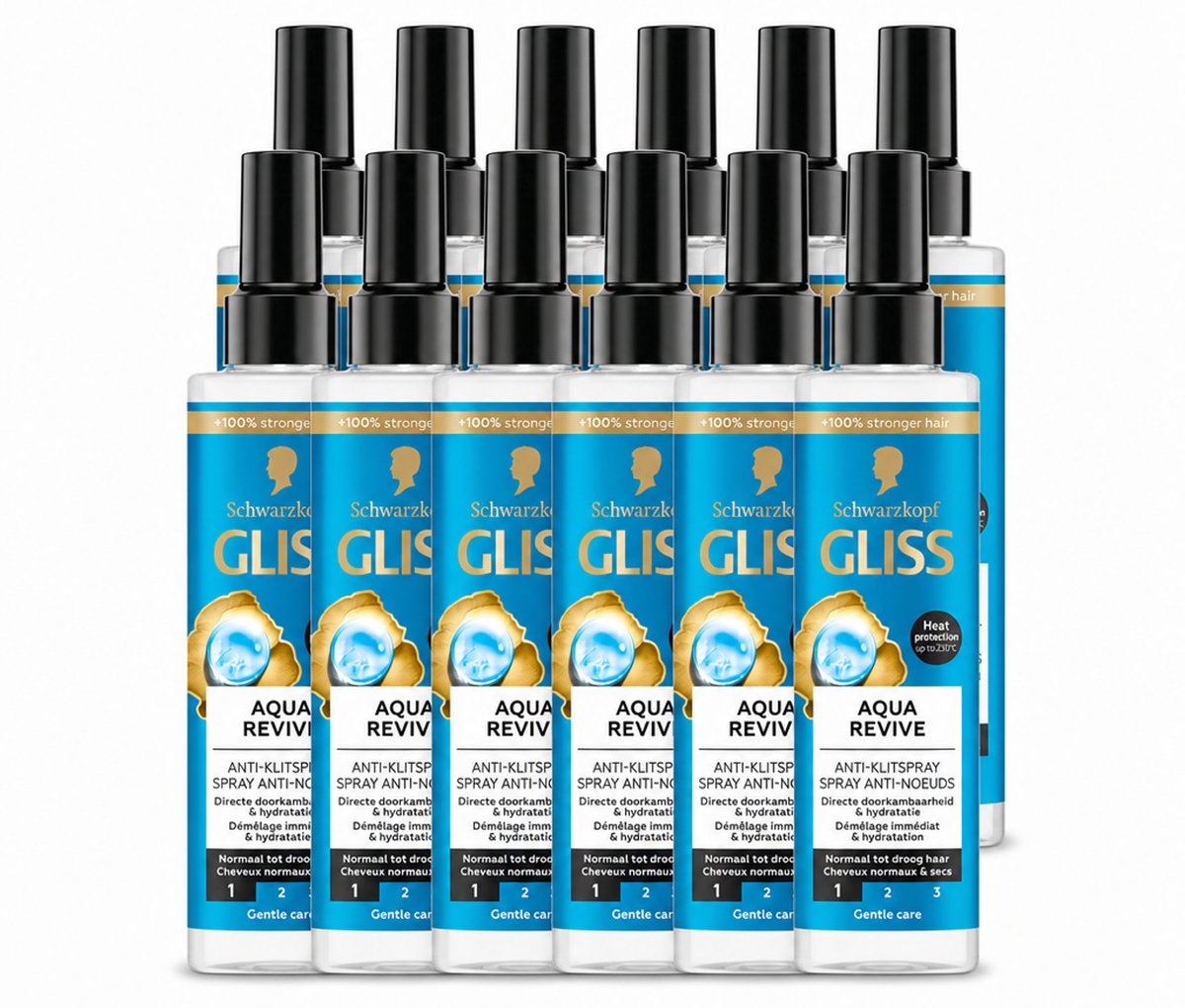 12 x Gliss - Anti-Klit Spray Aqua Revive - Voor Hydraterend en Makkelijk Doorkambaar Haar - 200 ml - Voordeelverpakking - 12 stuks
