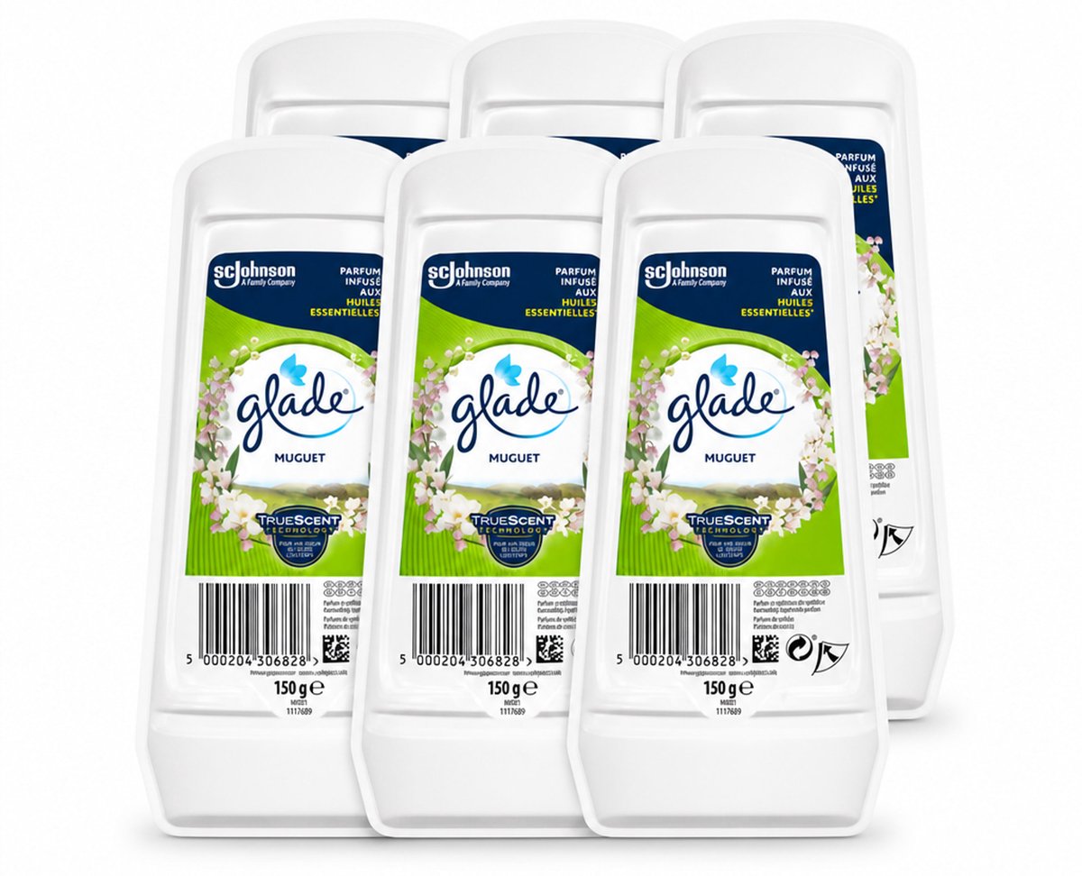 6 x Glade – Luchtverfrisser Gel – Muguet – 150 g - Voordeelverpakking - 6 stuks