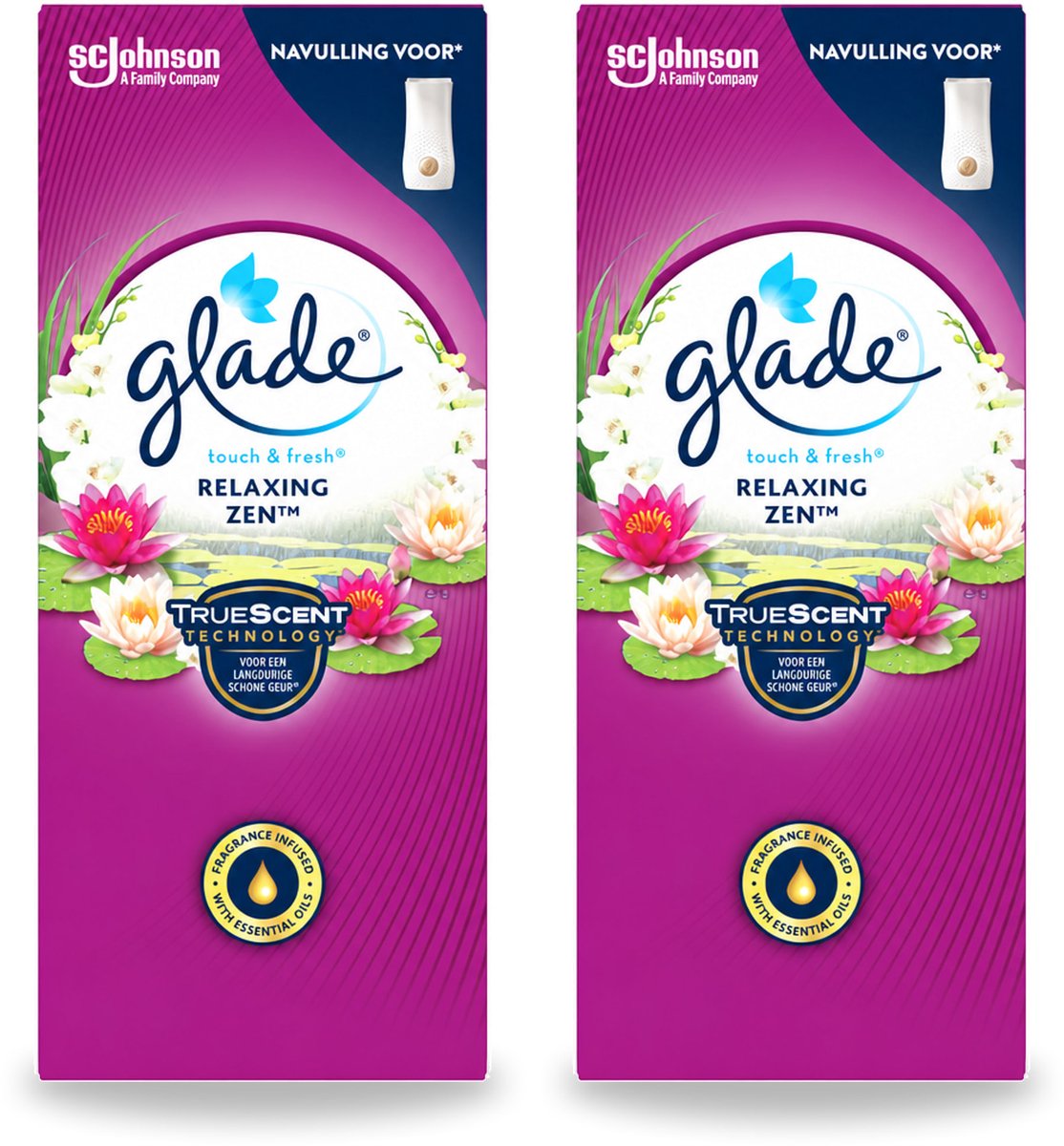 2 x Glade – Touch & Fresh Navulling – Relaxing Zen – 10 ml - Voordeelverpakking - 2 stuks