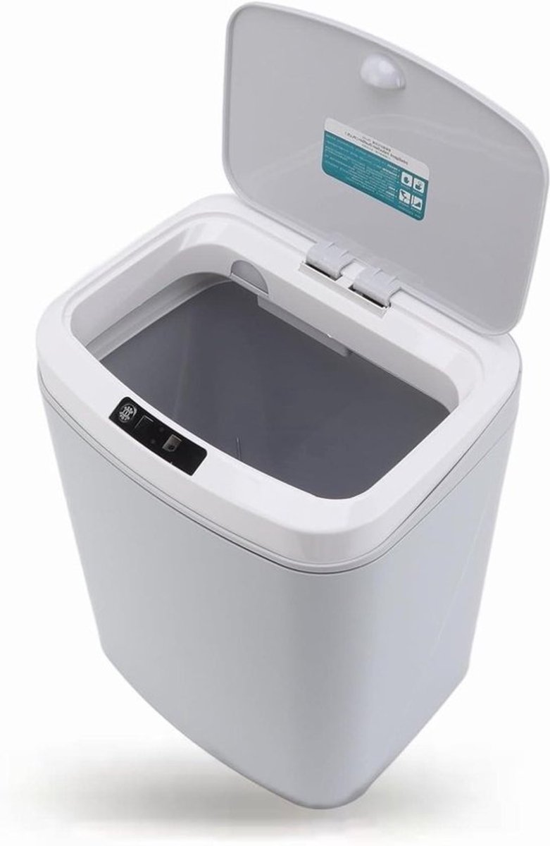 Automatische prullenbak 16L Infrarood Inductie Knop Bediening Handmatig dempen Huishoudelijke bewegingssensor Waterdichte prullenbak met nachtlampje voor slaapkamer RV(Grijs)
