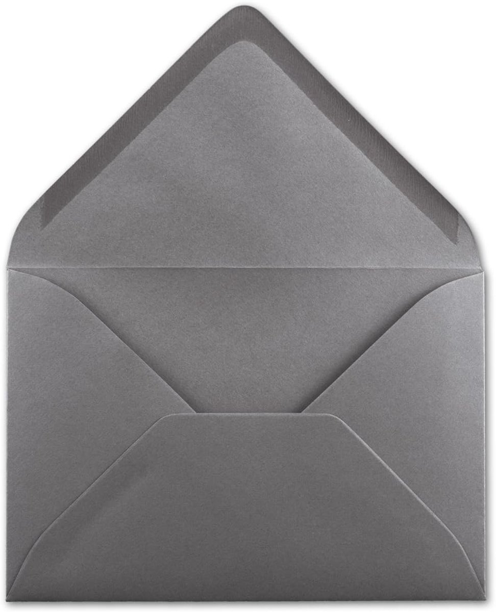 100 DIN B6 enveloppen grafiet grijs - 12,5 x 17,5 cm - 80 g/m² natte plakrand postenveloppen zonder venster voor uitnodigingen - serie Colours-4-you