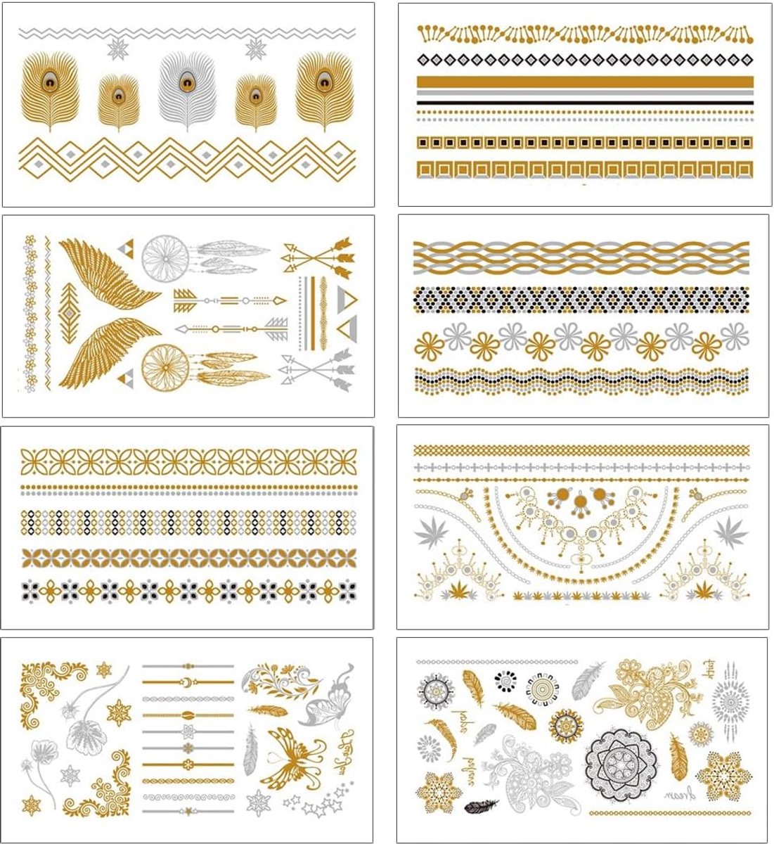 Tijdelijke tatoeages om op te plakken dames flash glitter metallic festival accessoires party accessoires vrouwen meisjes huid kleeftatoeages volwassenen Halloween (goud)