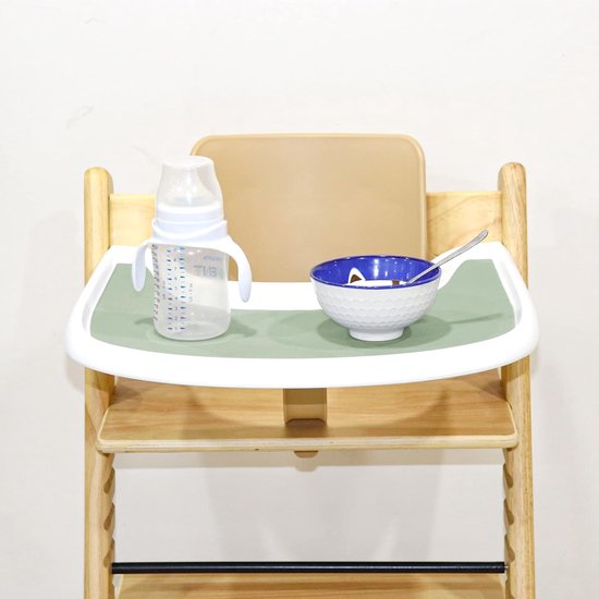 Kinderstoel placemat, 2 stuks duurzame kinderstoel placemat siliconen, voor Tripp Trapp kinderstoel accessoires, geschikt voor StokPG-01ke Tripp Trapp kinderstoel lade (kaki/groen) — afbeelding 4