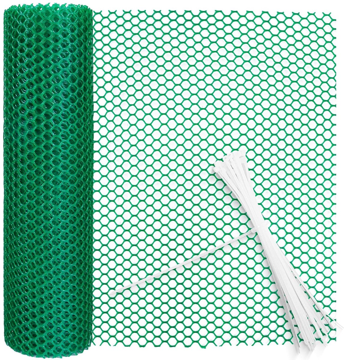 Gevogeltehek kunststof hek zeshoekig vlechtwerk 8 mm gat tuinnet heknet kattennet voor balkon, tuin (groen, 40 cm x 3 m)