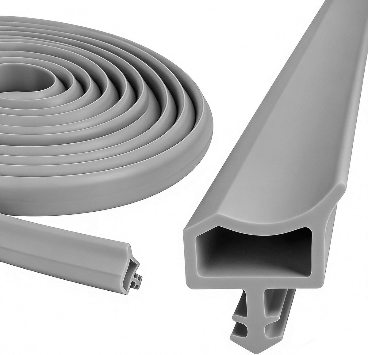 Deurafdichting voor geluidsisolatie, tochtstoppers en deurafdichtingen, rubberen afdichting, huisdeurafdichting, rubber, geschikt voor geluidsisolatie, vochtbestendig (grijs, 15 m)