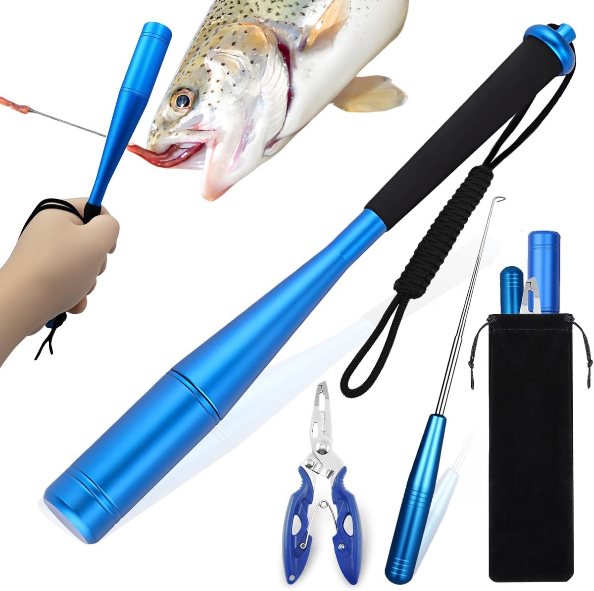 Set van 3 visdoders vistang haakverwijderaar doodsracket vissen tang springring tang visverdover kleine set knuppel vis splitringtang roestvrij staal vissen snoek