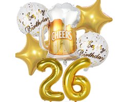 26e verjaardag man vrouw, 26e verjaardag deco goud, verjaardagsdecoratie 26 jaar vrouwen, ballon bierfles deco voor verjaardag man, helium ballonnen bier deco 26e verjaardag vrouw mannen